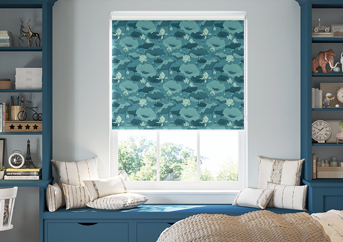 Lotus, Teal - Twist&Fit Roller Blind - Image 3